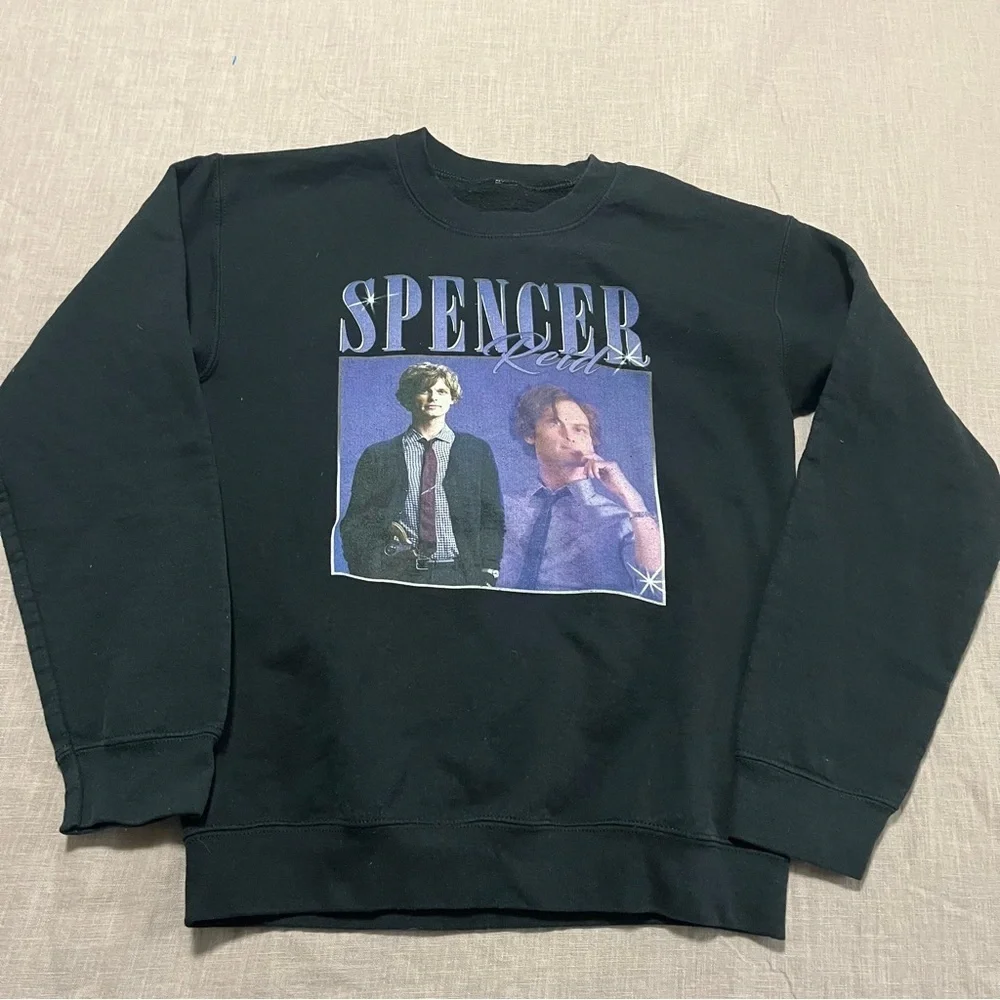 Spencer Reid Black Graphic Crewneck Criminal Minds Size Small/Medium Television